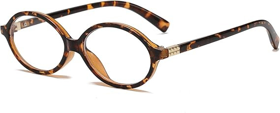 Fashion Oval Glasses for Women Men Retro Round Tortoise Frame Blue Light Glasses Nerd Eyeglasses | Amazon (US)