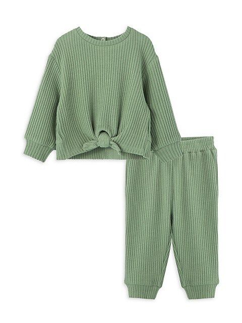 Baby Girl's 2-Piece Thermal Tie Front Top & Joggers Set | Saks Fifth Avenue