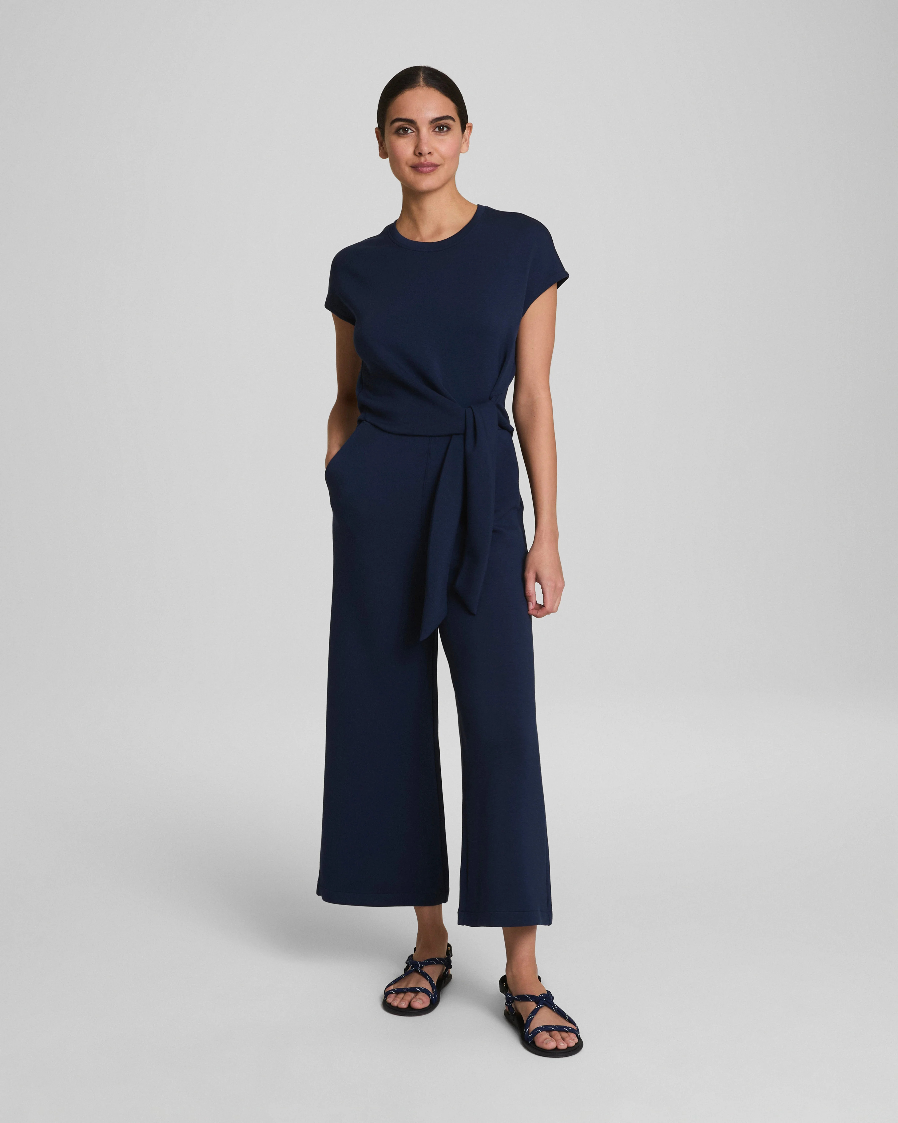 SPANX® AirEssentials Tie Waist Jumpsuit | Timeless Navy Regular / 1X | Spanx