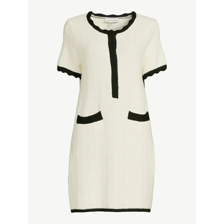 Free Assembly Women's Mini Sweater Dress with Scalloped Trim | Walmart (US)