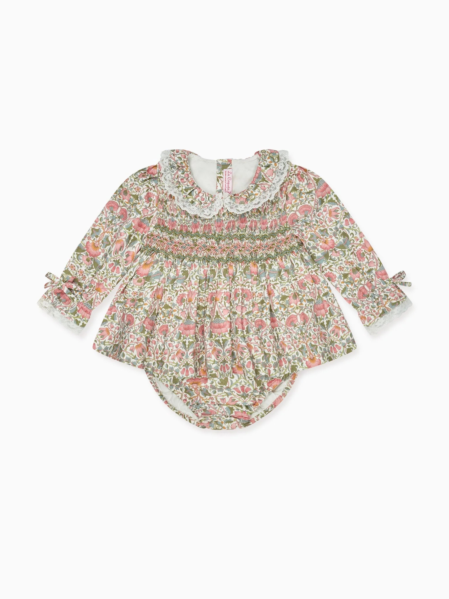 Pink Floral Milla Baby Girl Hand-Smocked Set | La Coqueta (US)