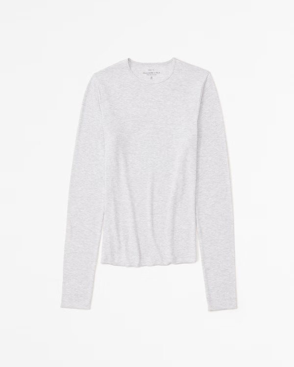 Essential Long-Sleeve Featherweight Rib Tuckable Top | Abercrombie & Fitch (US)