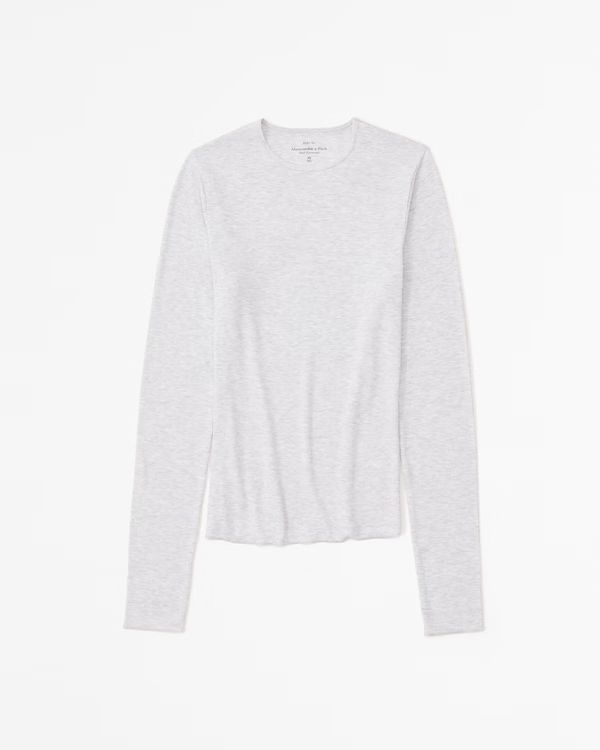 Women's Essential Long-Sleeve Featherweight Rib Tuckable Top | Women's A&F Essentials | Abercromb... | Abercrombie & Fitch (US)