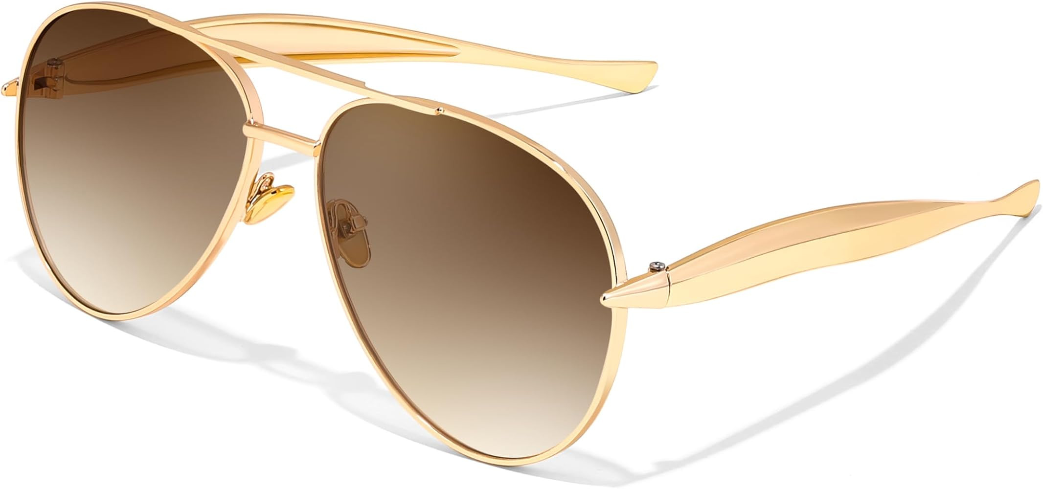 FEISEDY Oversized Aviator Sunglasses Women Men - Retro Gold Metal Chunky Frame, UV400 for Driving... | Amazon (US)