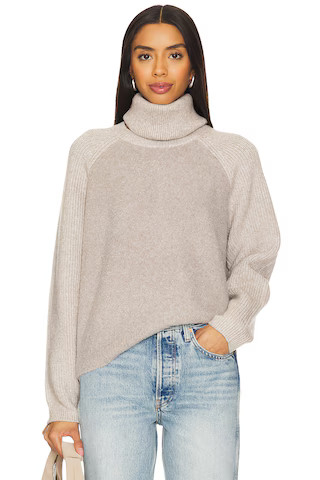 525 Mckenzie Mixed Media Removable Collar Pullover in Taupe Heather from Revolve.com | Revolve Clothing (Global)