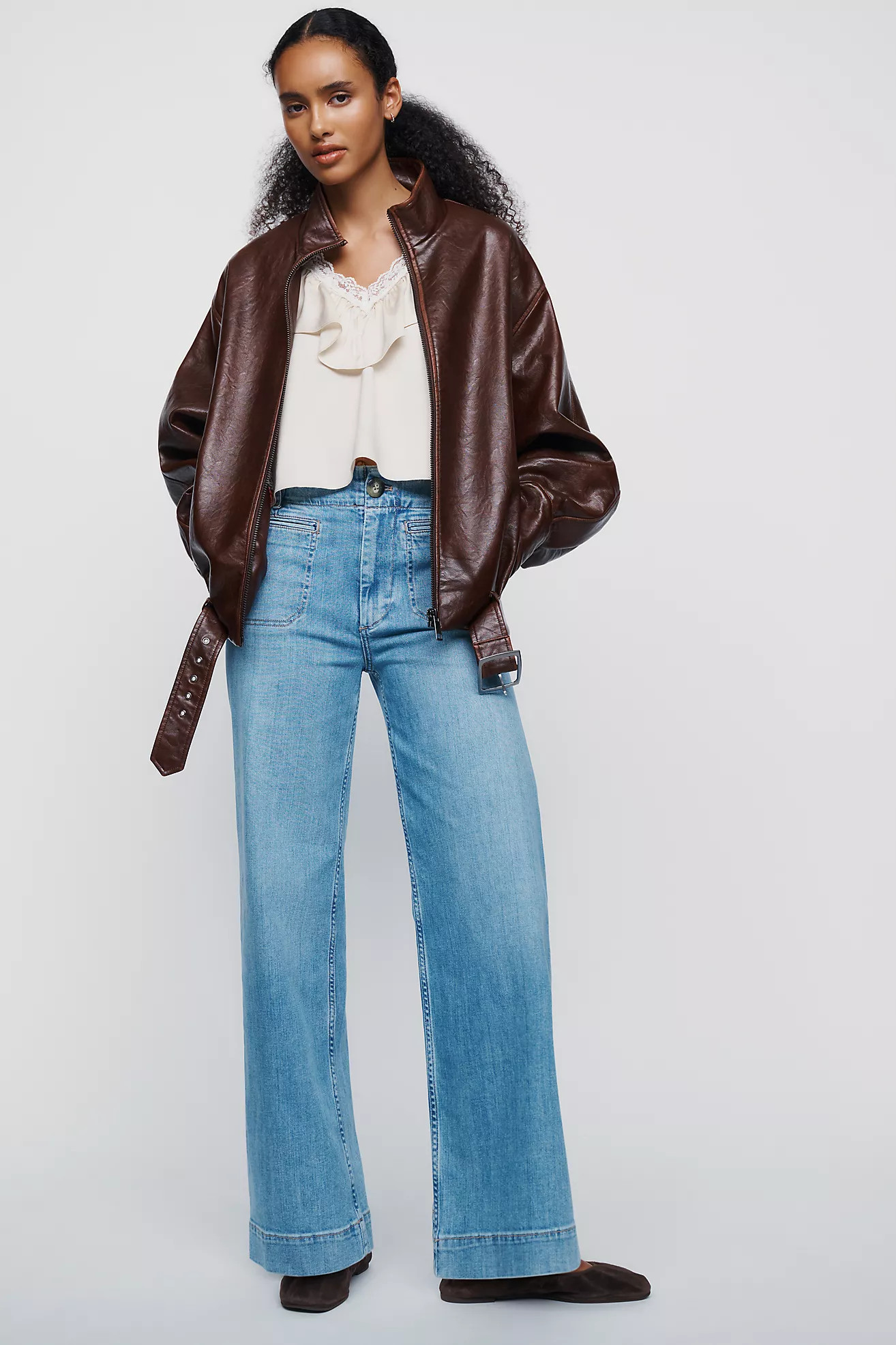 Maeve High Rise Wide Leg Welt Pocket Jeans | Anthropologie (US)