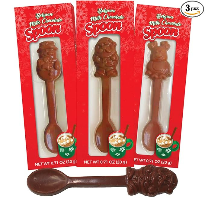 Albert's Belgian Milk Chocolate Hot Cocoa Stirring Spoons Assorted Holiday Characters, Christmas ... | Amazon (US)