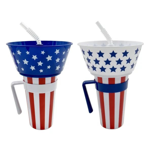 Patriotic Stadium Tumbler Cups with Bowl on Top, 28oz, Way to Celebrate | Walmart (US)