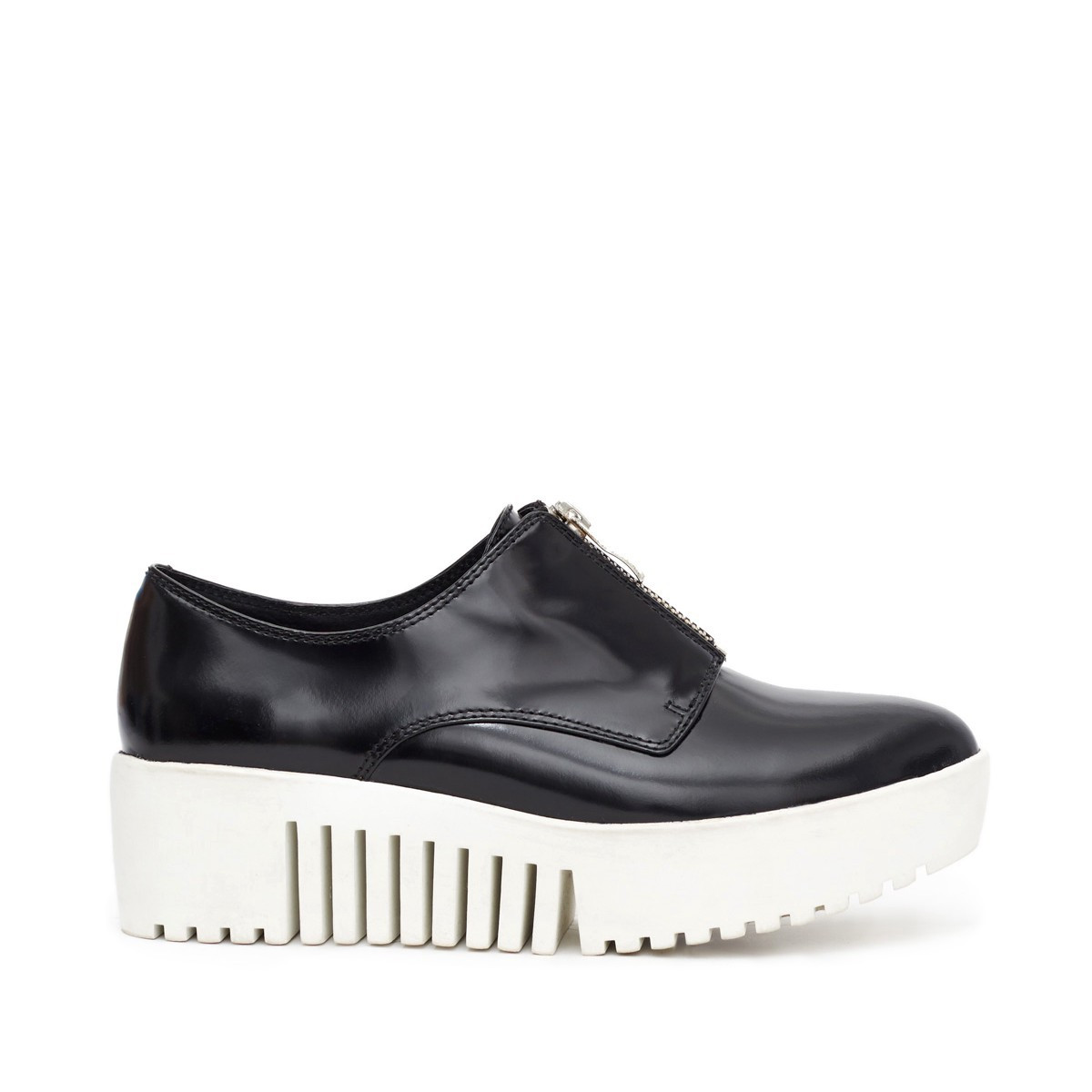 Opening Ceremony Zip-Front Shiny Platform Oxfords - Black | Spring
