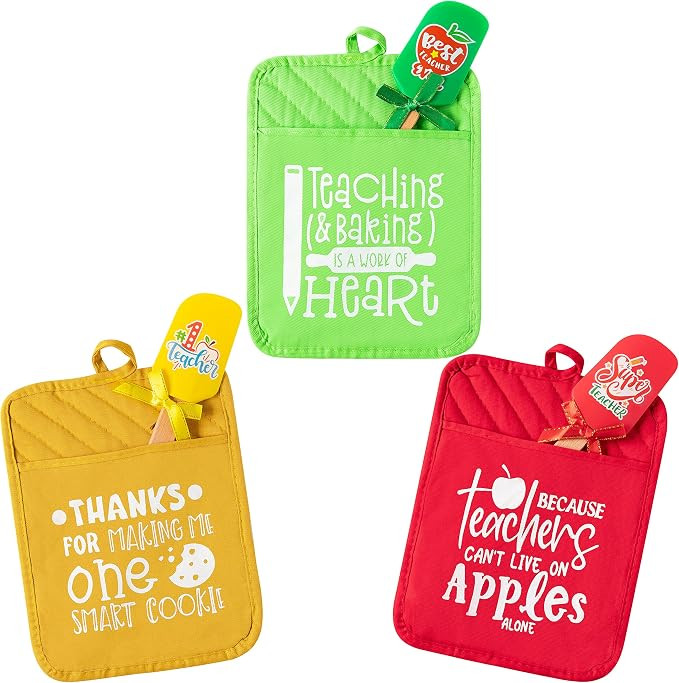 R HORSE 6Pcs Teacher Appreciation Gift Set Pot Holders with Silicone Spatulas Set for Teachers Fu... | Amazon (US)