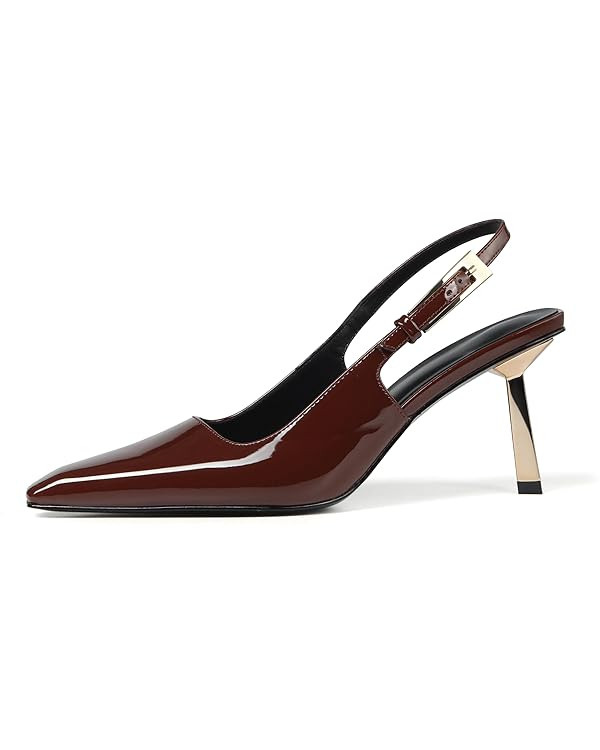 iiimmu Slingback Heels for Women Closed Toe 3.5 in Kitten Heels Women Pumps Square Toe Heeled San... | Amazon (US)