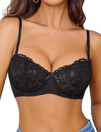 Avidlove Women's Sexy Lace Bra Sheer Balconette Underwire Unlined Everyday Bras Lingerie | Amazon (US)