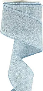 HUIHUANG Wired Denim Ribbon Light Blue Wired Edge Ribbon 2.5 inch Jute Ribbon for Wreaths, Big Bo... | Amazon (US)