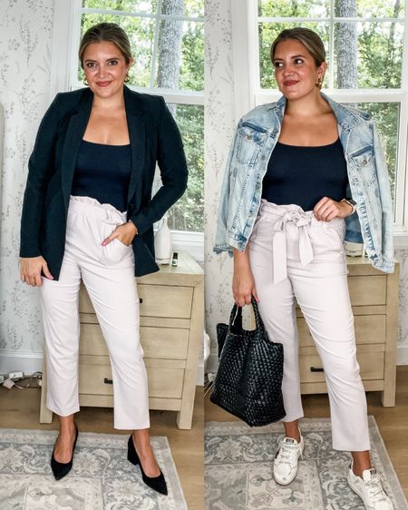 Two ways to wear work pants. Affordable office outfit. Work wear. Size up if in between in pants. Pants currently on sale! Wearing a large.

#LTKmidsize #LTKsalealert #LTKworkwear