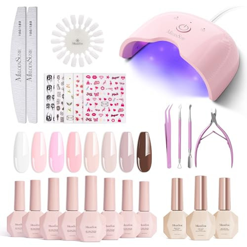 MelodySusie Gel Nail Polish Kit with UV Light P-ART06F- Popular Color Gel with Builder and Baser &Glossy Top Coat Soak Off Includes Nail Art Tools Nail Art Gift for Women & Girls | Amazon (US)