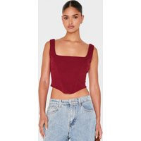 Burgundy Corduroy Corset | PrettyLittleThing US