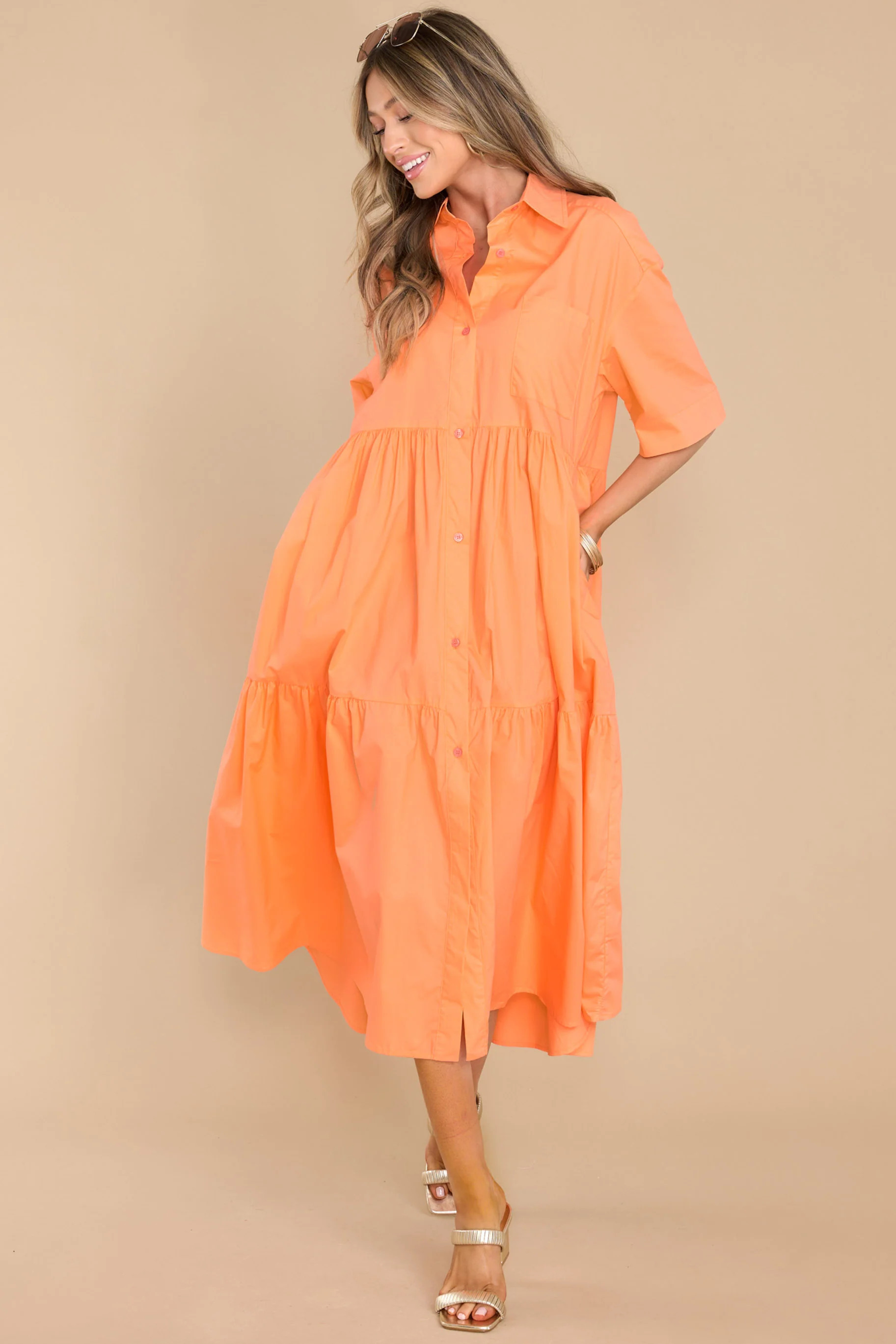 Designed To Unwind Orange Cotton Maxi Dress | Red Dress 