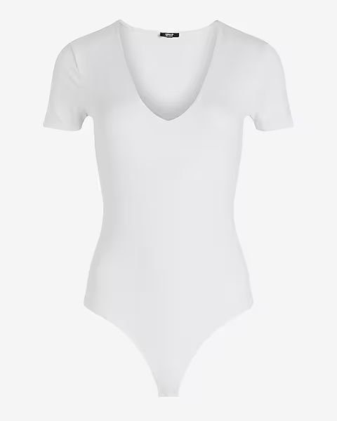 Body Contour Compression V-Neck Short Sleeve Bodysuit | Express (Pmt Risk)