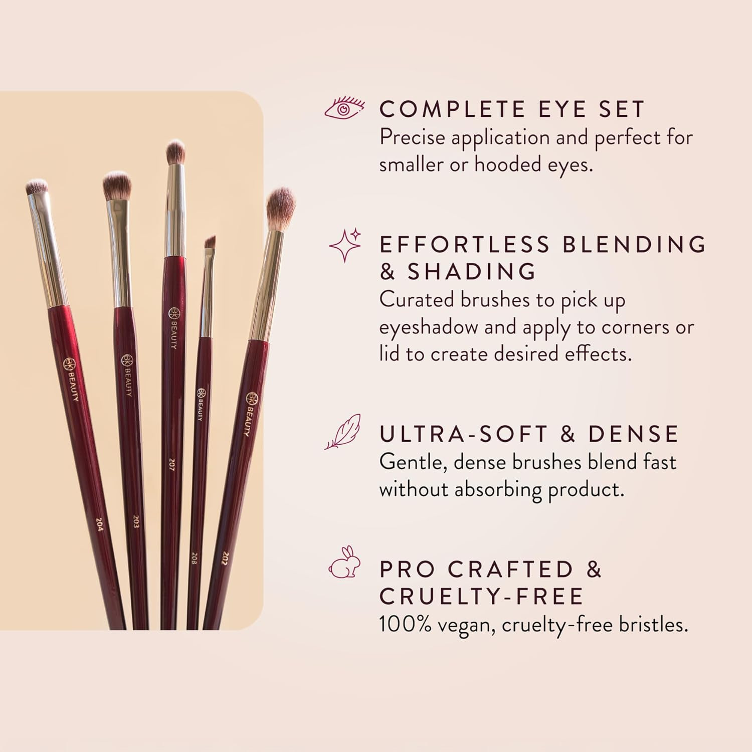 BK BEAUTY - BRUSH SET FOR HOODED OR SMALLER EYES (5PC) - Eyeshadow Brush Set for Blending, Smudgi... | Amazon (US)