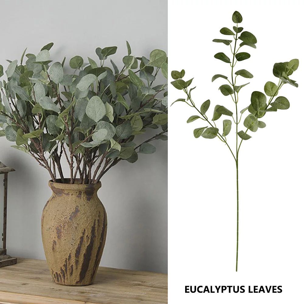Willstar 5Pcs Green Artificial Money Leaf Eucalyptus Plant Decoration Fake Flower Faux Foliage Eu... | Walmart (US)