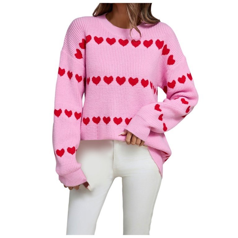 Daznico Womens Sweater,Women's Knitwear Pullover Sweater-Pink-M | Walmart (US)