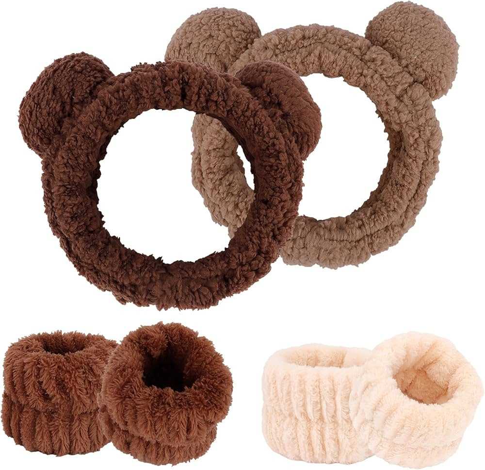 Canitor Bear Ears Spa Headband Wrist Bands Set for Washing Face Skincare Makeup Face Wash Cute Gi... | Amazon (US)