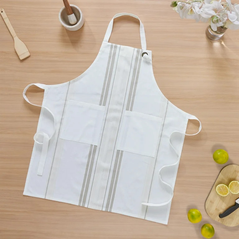 My Texas House Polyester/Cotton 30" x 54" Yarn Dyed Stripe Apron, White/Tan | Walmart (US)