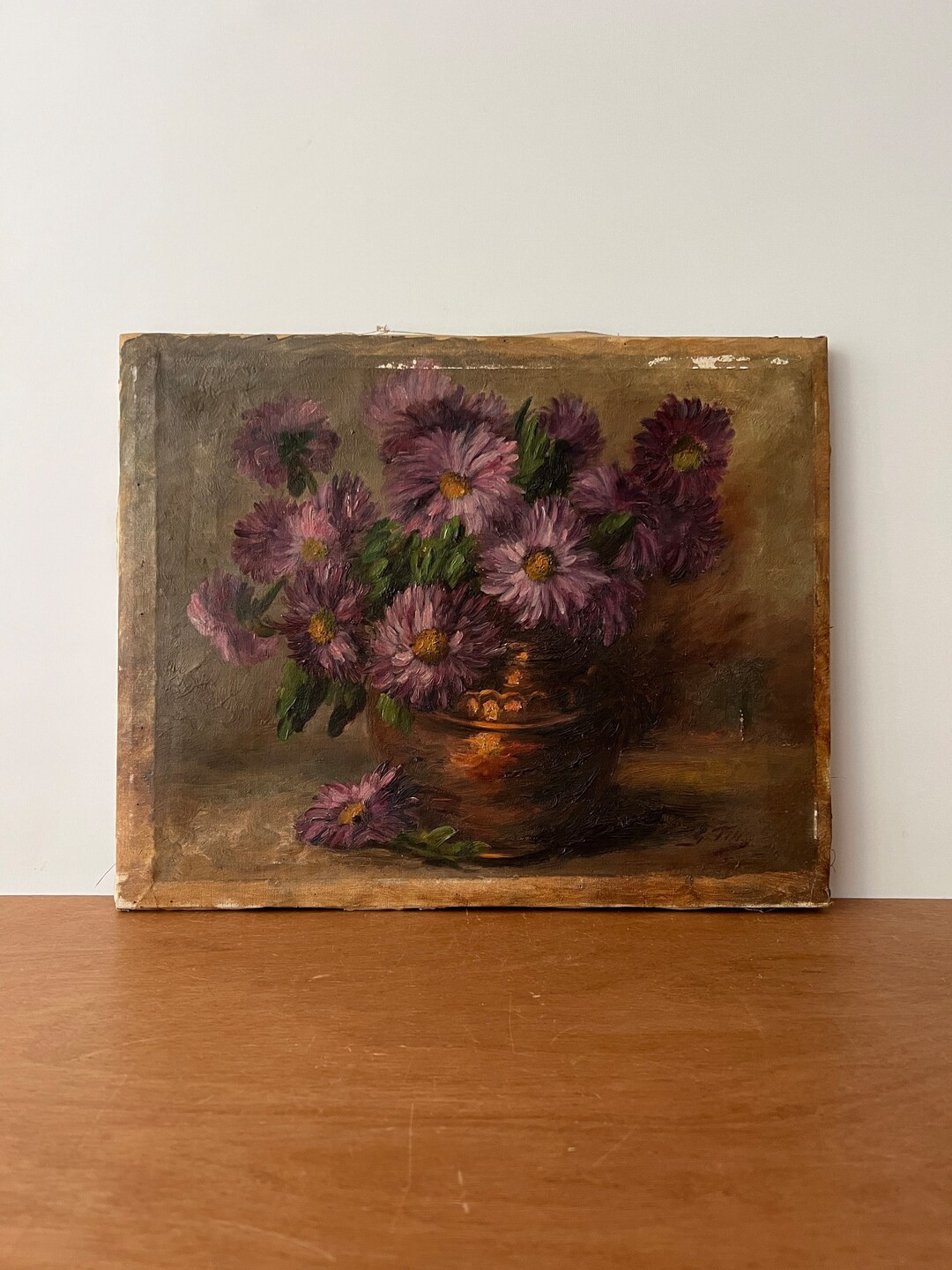 Shabby antique flower oil painting, still life painting, moody flower still life, floral still li... | Etsy (US)