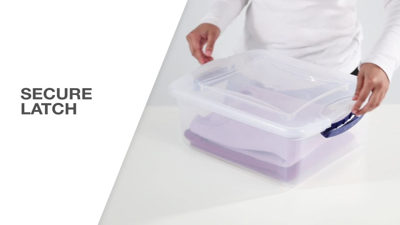 Sterilite Large Storage Bin, 66 Quart Clear Plastic Storage Container with Latch Lid, Blue | Walmart (US)