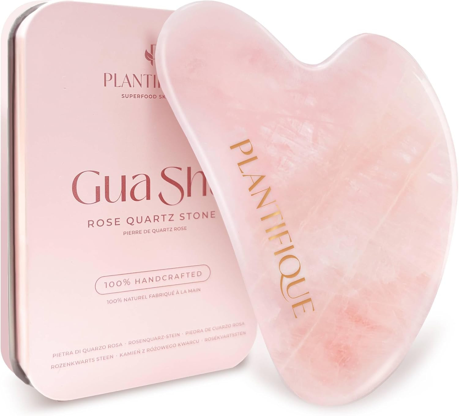 Plantifique Gua Sha Rose Quartz Tool for Face - Gua Sha Stone - Roze Quartz GuaSha - Face Massage... | Amazon (UK)