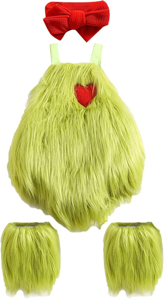 Toddler Baby Girl Halloween Costume Plush Sleeveless Romper Overall Headband Leg Warmer Outfit Se... | Amazon (US)