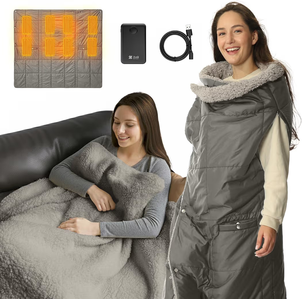 ZonLi Heated Blanket, Electric Portable Cordless Heated Wearable Blankets Battery Operated Heated... | Amazon (US)