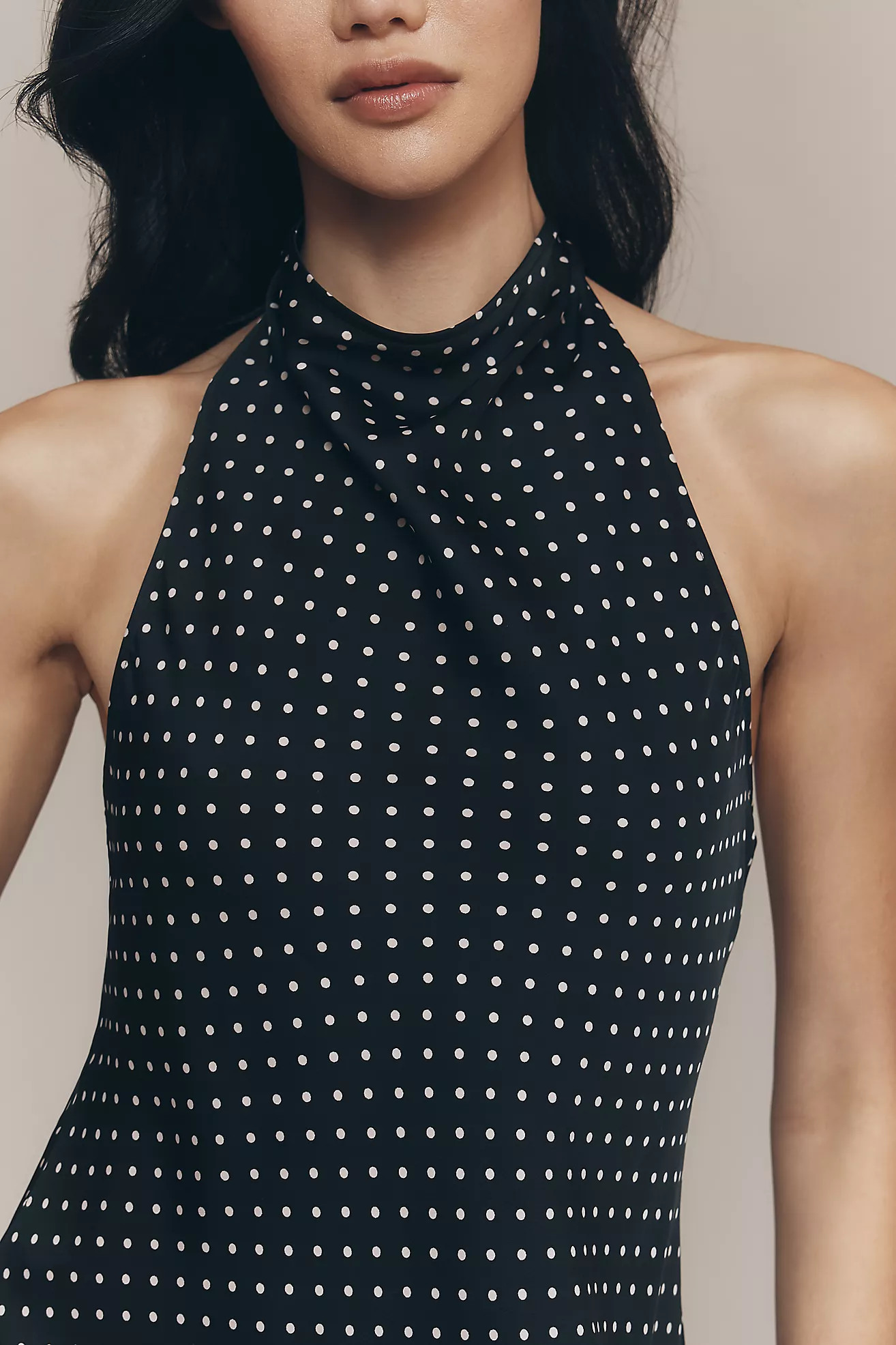 Maeve Jamie Satin Halter Midi Dress | Anthropologie (US)