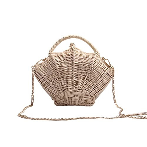 Seashell Purses Straw Crossbody Bag Chain Shoulder Purse for Women Classics Satchel for Summer Beach Travel | Amazon (US)