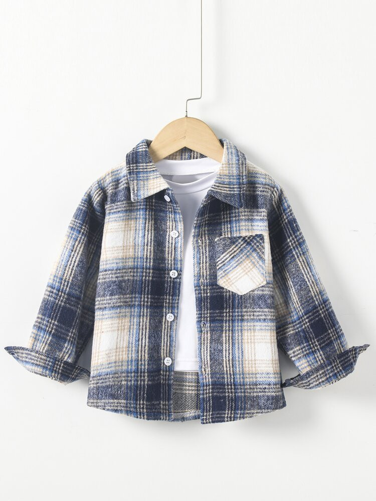 New
     
      Toddler Boys Plaid Print Shirt Without Tee | SHEIN