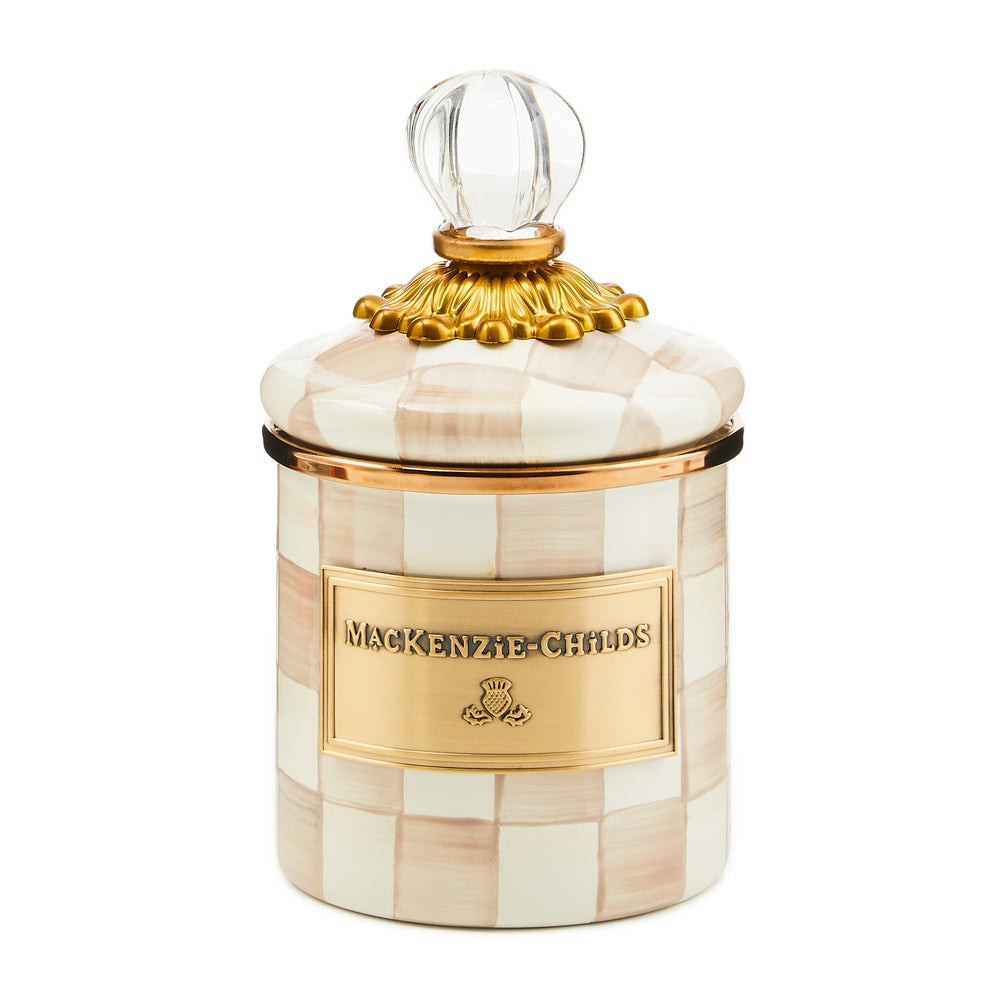 Mocha Check Mini Canister | MacKenzie-Childs