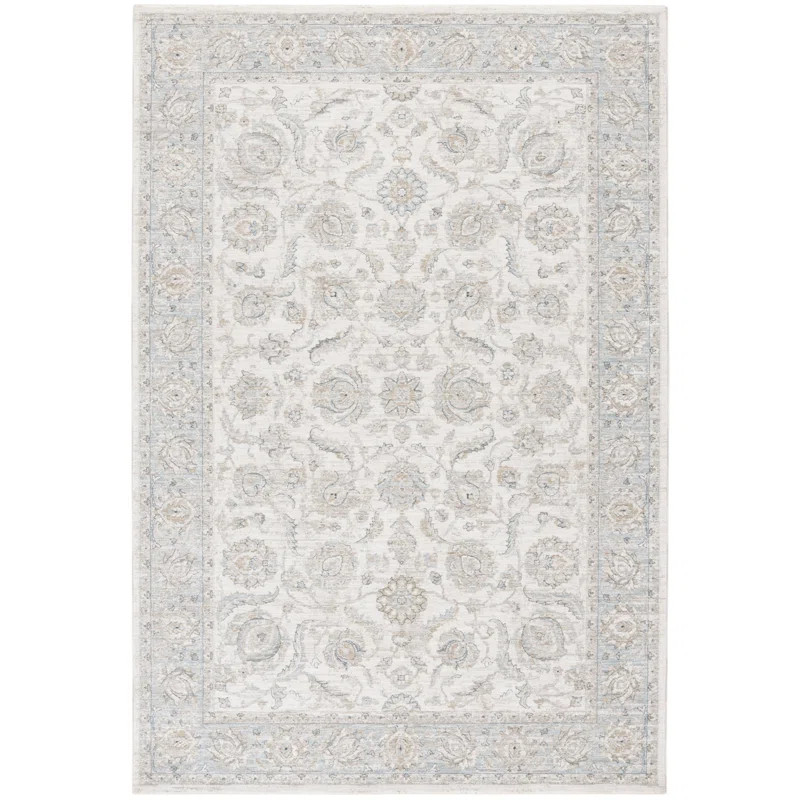 Lauren Ralph Lauren 1753 Power Loomed, Polyester, Ivory / Blue Area Rug | Wayfair North America