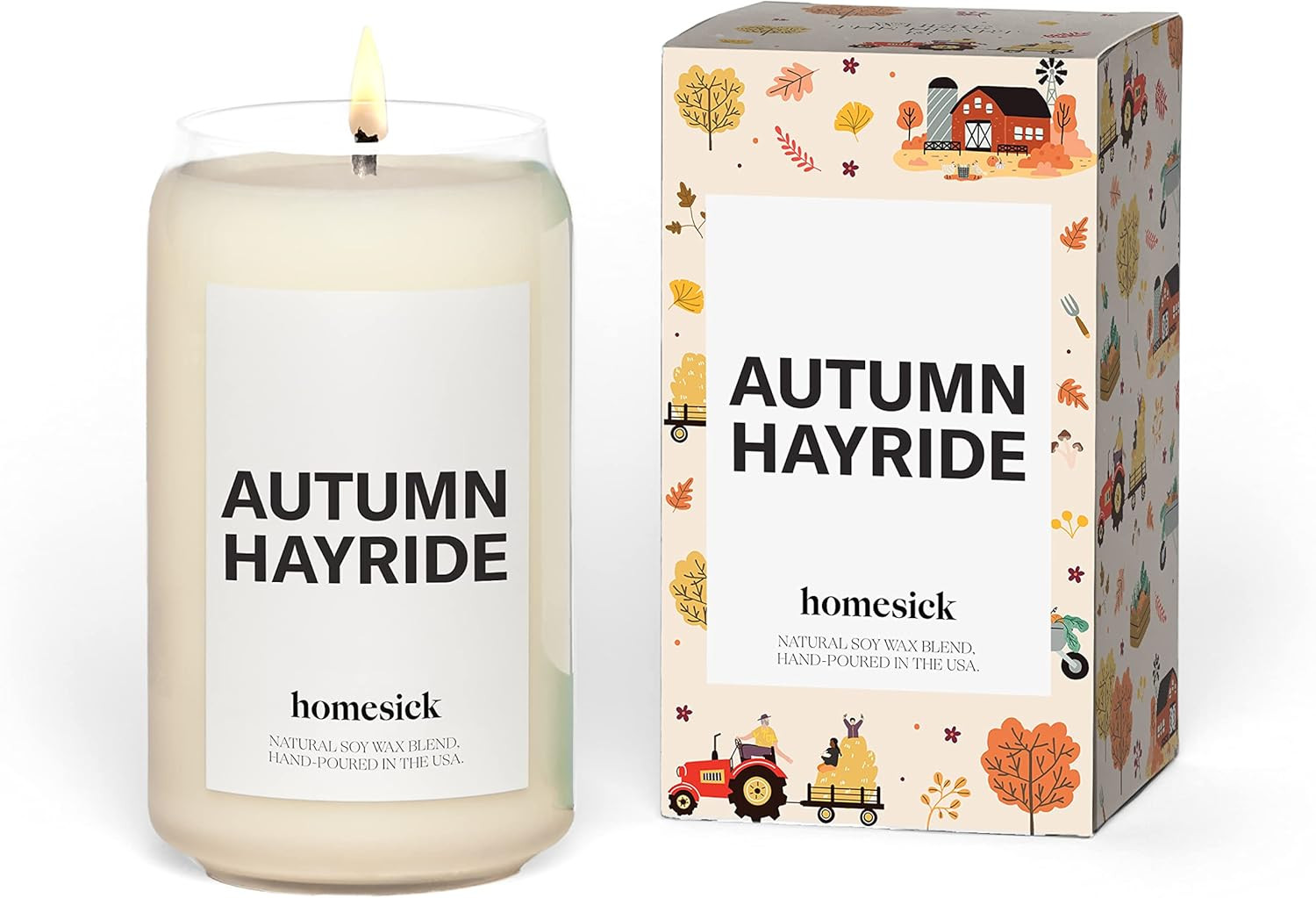 Homesick Premium Scented Candle, Autumn Hayride - Scents of Fresh Hay, Nutmeg, Tonka, 13.75 oz, 6... | Amazon (US)