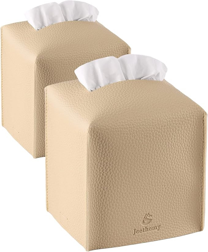 Tissue Box Cover, Jeethemy Square PU Leather Tissue Box Holder, Modern Tissue Case Facial Paper O... | Amazon (US)