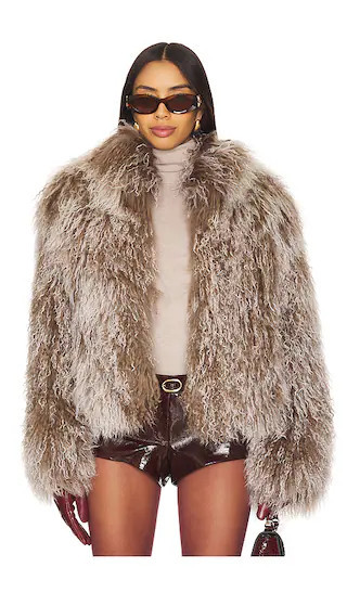 Ducie Rochelle Fur Jacket in Taupe. - size XS | Revolve Clothing (Global)