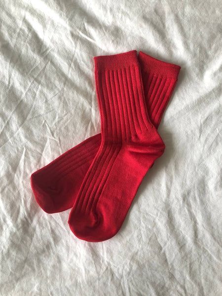 Le Bon Shoppe Her Socks - Mercerized Combed Cotton Rib: Classic Red - Trouva | Trouva (Global)