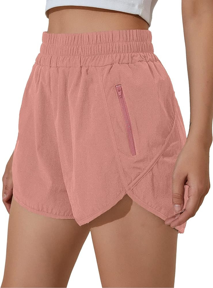 BMJL Women's Running Shorts Elastic High Waisted Shorts Pocket Sporty Workout Shorts Quick Dry At... | Amazon (US)