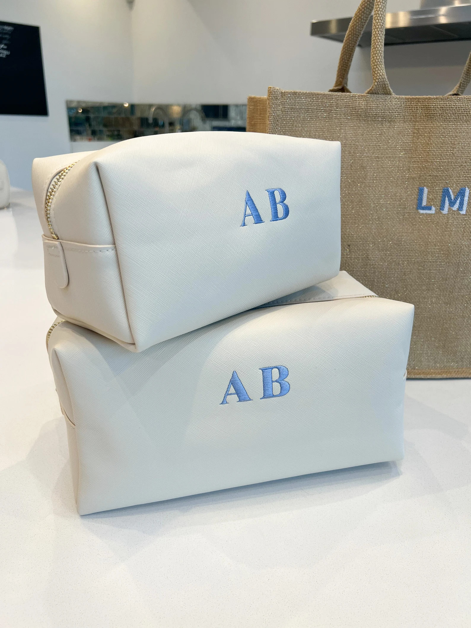 MEDIUM Embroidered Makeup Bag, Personalised Wash Bags, Name Bags, Embroidered Bags, Personalised ... | Etsy (US)