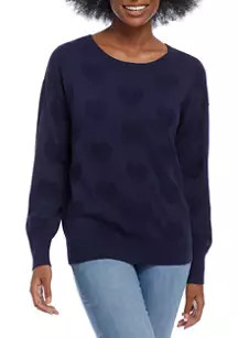Crown & Ivy™ Women's Drop Shoulder Textured Heart Pullover | Belk
