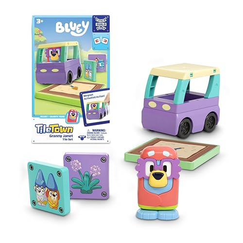 Tile Town Bluey Granny Janet 6-Piece Magnetic Tile Playset, Interactive STEM Magnetic Tiles Toys, Includes Bluey & Bingo Figures, Action Tiles | Amazon (US)