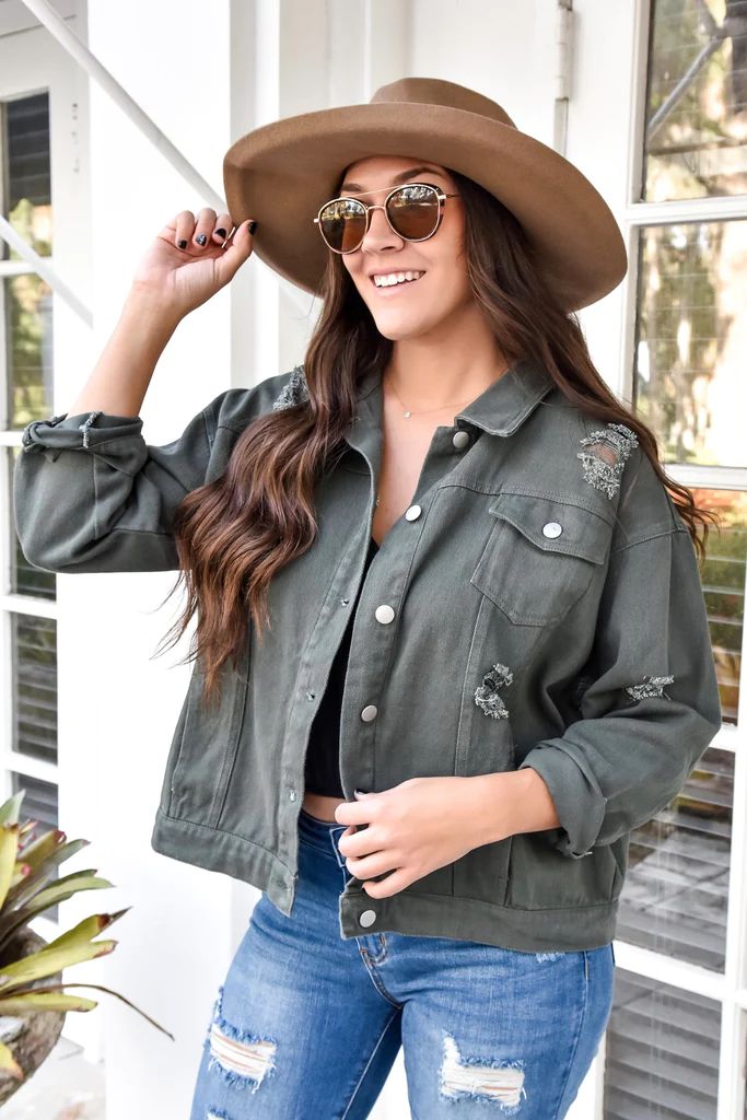 Around the City Olive Jacket | Vogue Society Boutique