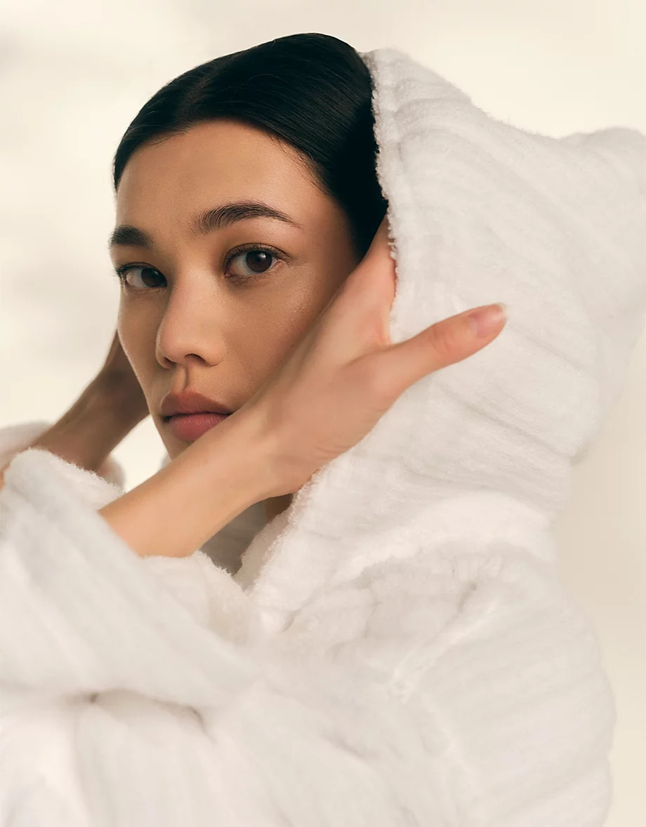 Unisex Organic Cotton Hooded Ribbed Hydrocotton Robe | The White Company UK & ROW