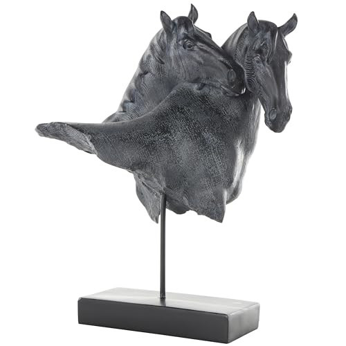 Deco 79 Resin Horse Decorative Sculpture Bust Inspired Home Decor Statue with Black Stand, Accent Figurine 14" x 8" x 18", Black | Amazon (US)