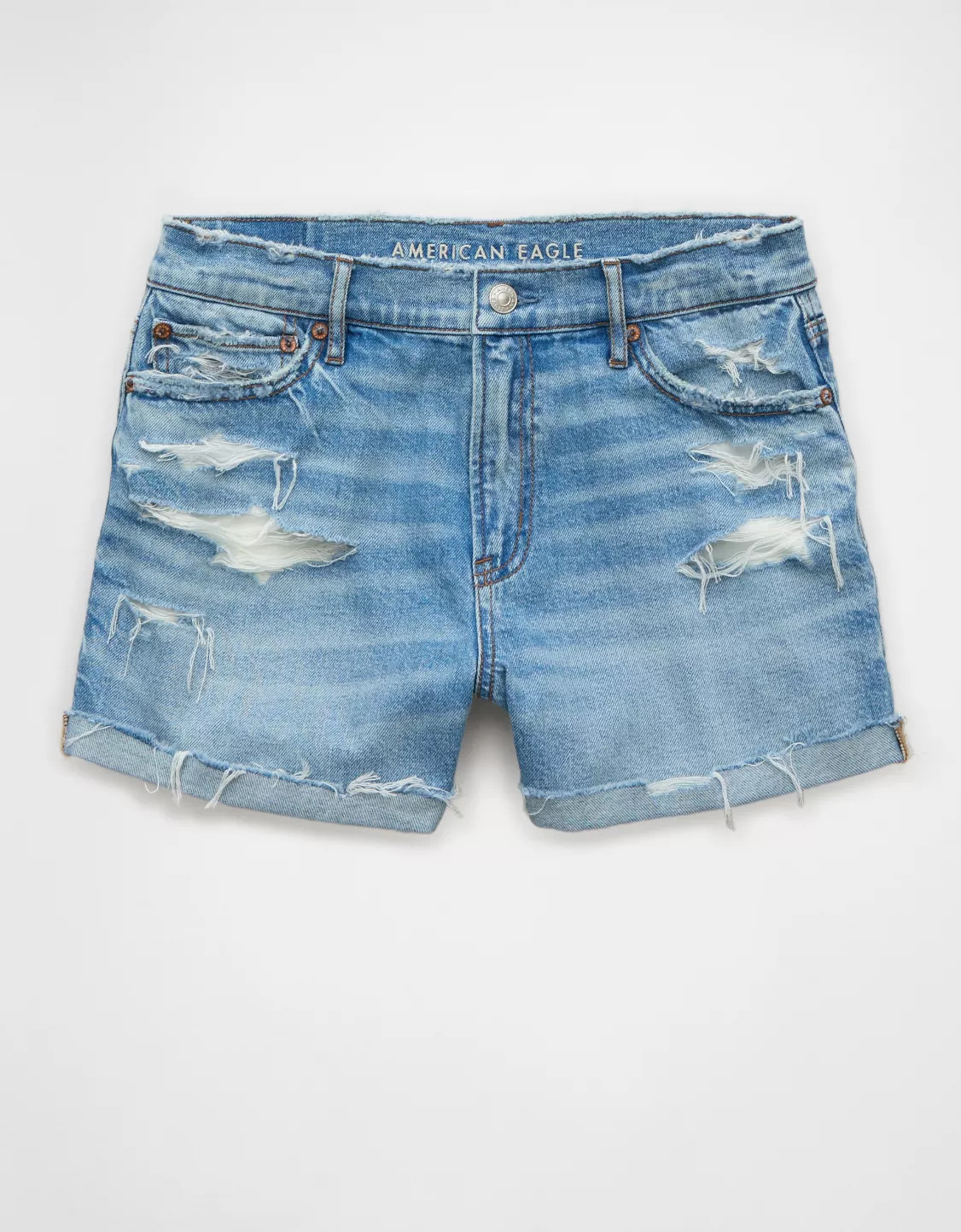AE Strigid Super High-Waisted Ripped Relaxed Denim Short | American Eagle Outfitters (US & CA)