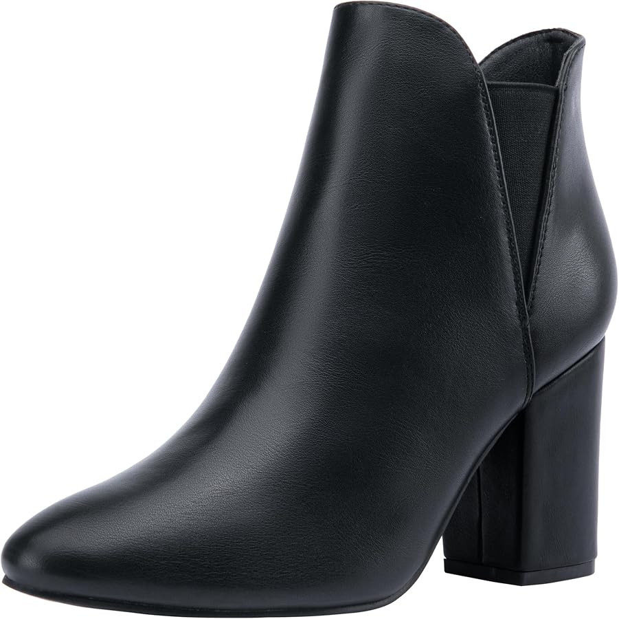 Vepose Women's 9630 Slip On Chelsea Chunky Stacked Block Heel Ankle Boots Heel Booties With Zippe... | Amazon (US)